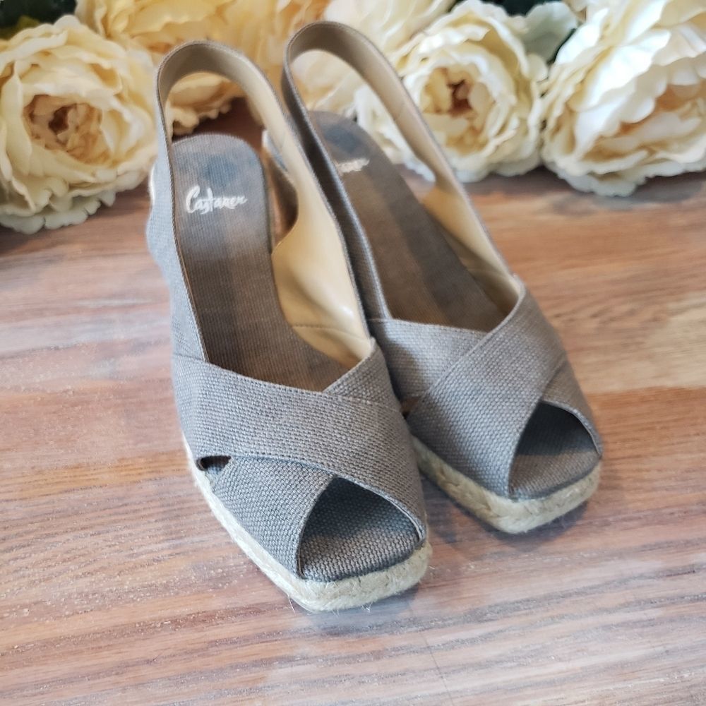 Castaner Wedge Heel in Grey Canvas Women's Size 39 (US 8.5)